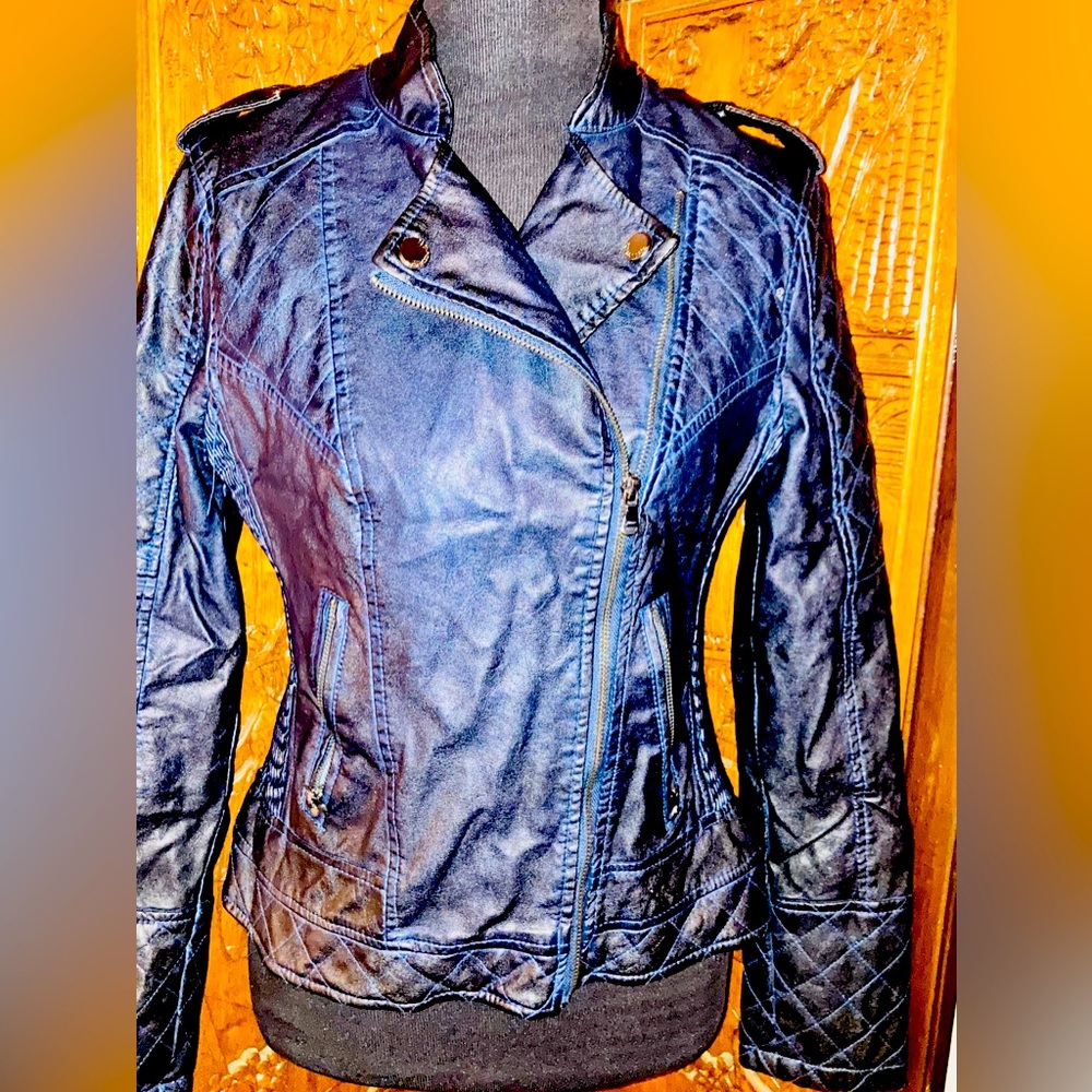 Guess faux leather or leatherette moto jacket